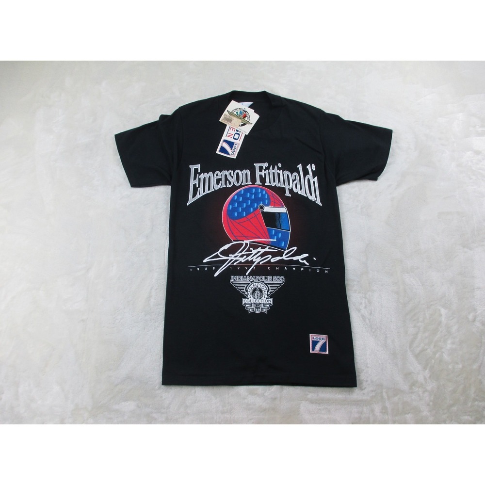 NEW VINTAGE Emerson Fittipaldi Shirt‎ Mens Small Black Champion Racing*